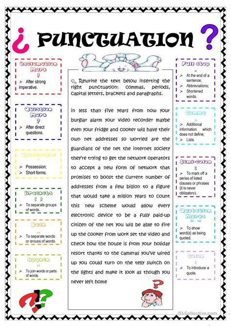punctuation worksheet  esl printable worksheets   teachers