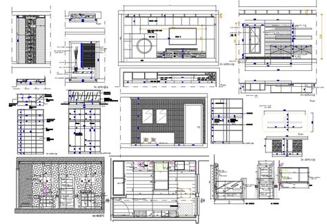 2d Cad Drawing Single Bed Room Furniture Layout Plan With All Side Wall