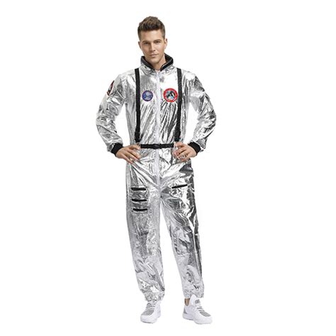 Fashion Men Silver Metallic One Piece Space Suit Adult Cosplay Costume
