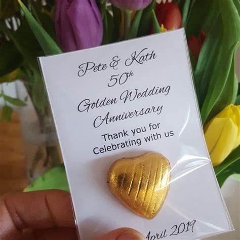 50th Golden Wedding Anniversary Favours With A Chocolate Gold Etsy Uk