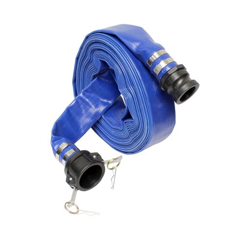 Bisupply Lay Flat Hose 2 In X 50 Ft Flat Discharge Hose Poly Cam