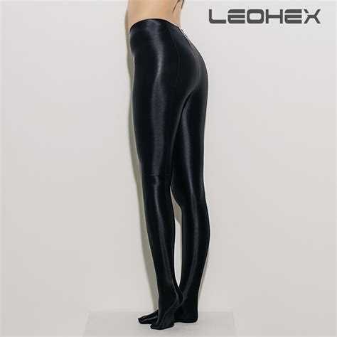 Leohex Spandex Glossy Opaque Pantyhose Shiny High Waist Tights Sexy