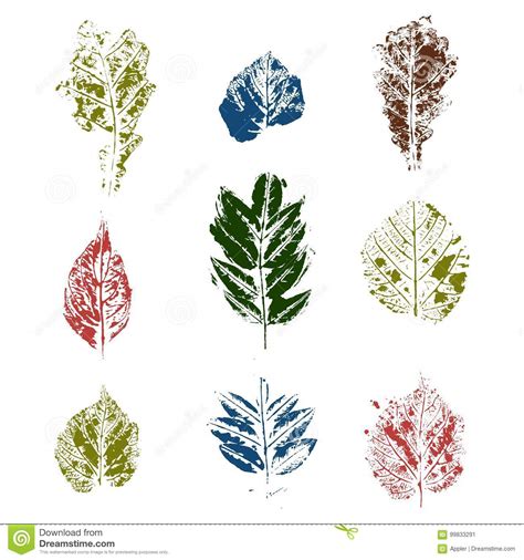 Colored Leaves Stamps Variants Stock Vector Illustration Of Dandelion