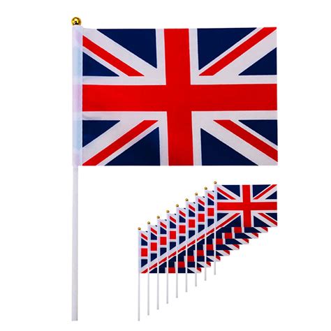 10pcs British Stick Flags 14x21cm83x55inch Mini Waving Handheld
