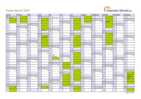 Siehe hier unten den jahreskalender 2012. Ferien Berlin 2012 - Ferienkalender zum Ausdrucken