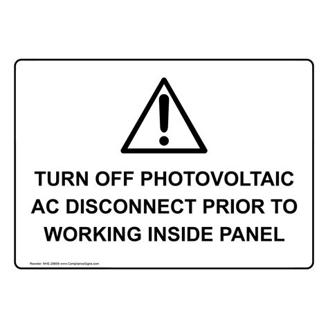 Portrait Warning Turn Off Photovoltaic Sign With Symbol Nhep 29549