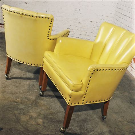 By noble house (3) $ 235 82 $ 277.44. Vintage Bright Yellow Vinyl Channel Back Club Chairs - warehouse 414