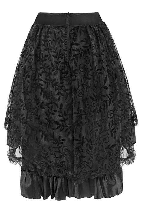 Atomic Black Satin Tiered Lace Skirt Atomic Jane Clothing