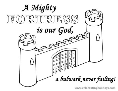 Owners of castles were notable rich men, and around the castle were located villages with simple peasants. Free Reformation Day Coloring Page (A Mighty Fortress ...