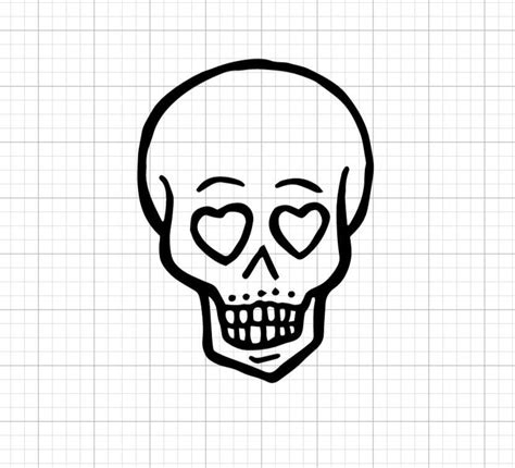 Skull With Heart Eyes Decal Etsy