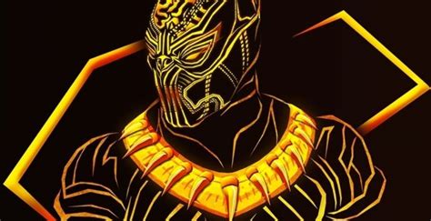 Wallpaper Black Panther Golden Suit 2023 Minimal Desktop Wallpaper