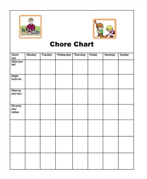 Printable Chore Chart Templates Word