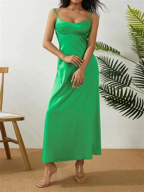2023 Summer Satin Satin Slip Dress Maxi For Women Sleeveless Backless A Line Ruffled Solid