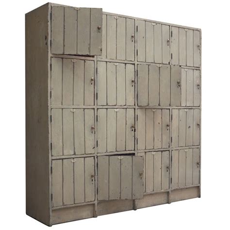 Wood Locker Style Storage Cabinet Vintage Wooden Cubes And Furniture