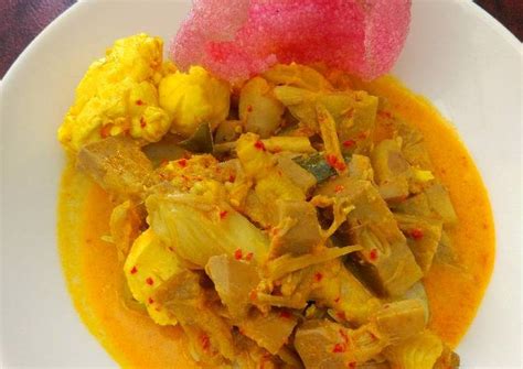 Lontong sagu 80 gr air 500 ml ayam 50 gr santan kental 50 ml telur rebus 1 pcs kacang panjang 20 gr pepaya muda 20 gr tahu coklat 1 pcs cabai merah giling 1 sdm bawang merah 2 siung / 10 gr bawang putih 1 siung / 5 gr kunyit. 8 Resep Lontong Sayur Dari Berbagai Daerah yang Bisa Anda Coba