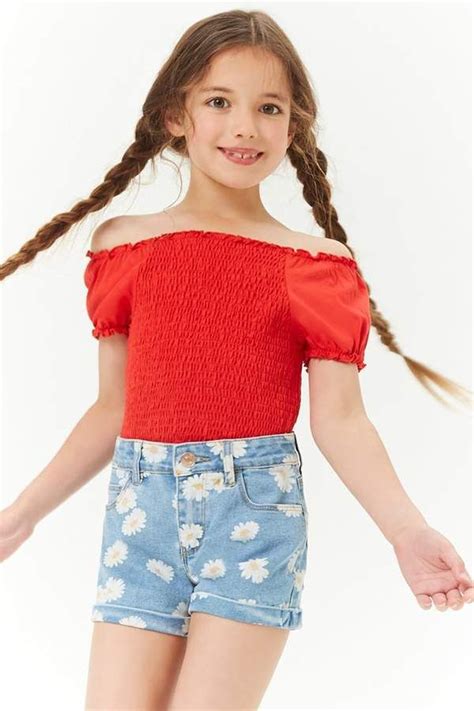 Forever 21 Girls Daisy Graphic Denim Shorts Kids Kids Fashion