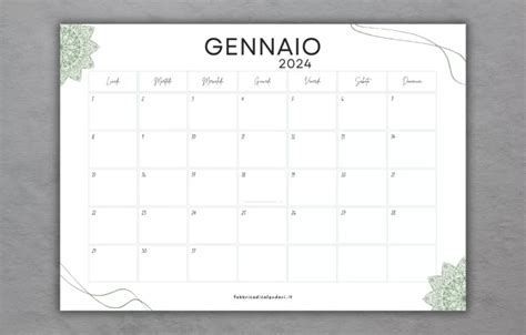 Calendario Gennaio 2024 🧡 Da Stampare