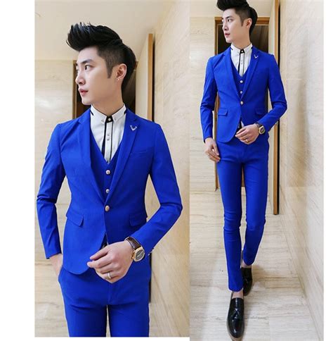 New Korean Men Suits Mens 3 Piece Suits Slim Fit Men Wedding Jacket
