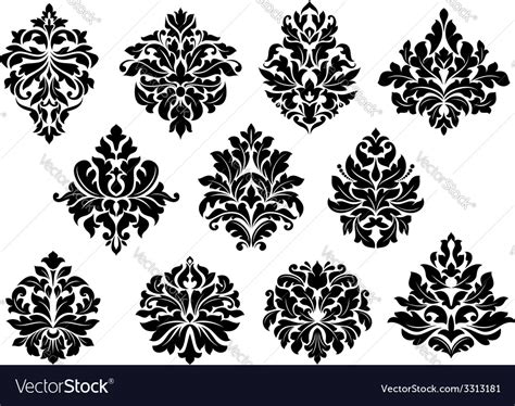 Set Floral And Foliate Floral Motifs Royalty Free Vector