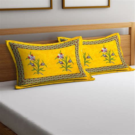 It is a soft and cozy addition to a sofa or bed. Yellow Screen Print Pillow Covers - Set of 2