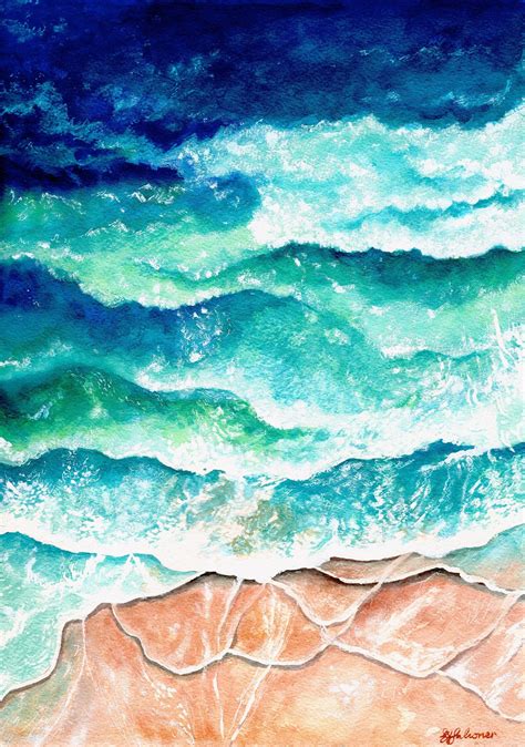 Ocean Waves Watercolour Print Ocean Waves Watercolour Print