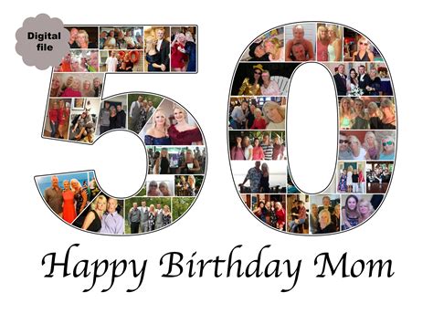50th Birthday Photo Collage T Number Fifty Custom Photo Etsy