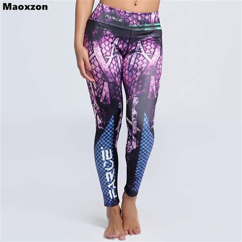 maoxzon womens print sexy fitness beauty slim leggings for female breathable ioga joggers
