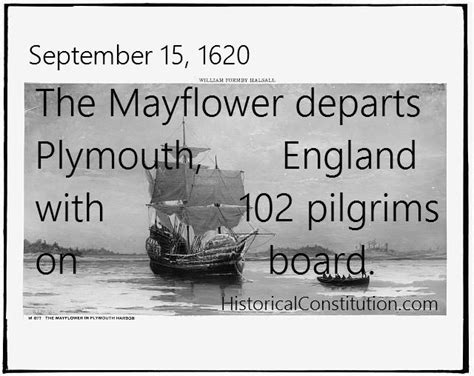September 15 1620 The Mayflower Departs Plymouth England With 102