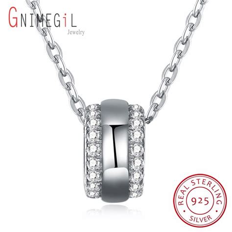 GNIMEGIL New Arrivals Sterling Silver Hollow Crystal Ball Necklaces Pendants For Women