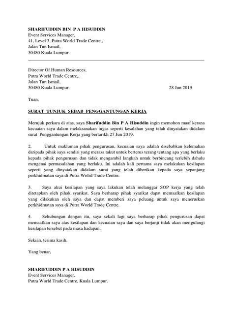 Surat Tunjuk Sebab Dalam Bahasa Inggeris Terbaru Letter Website