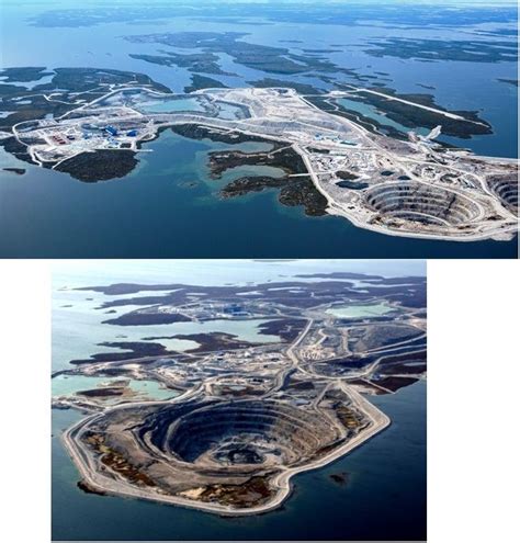 diavik diamond mine from above in canada s northwest territories the diavik diamond mine a
