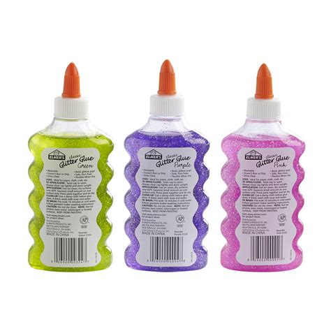 Elmers Liquid Glitter Glue Washable Assorted Colors 6 Oz