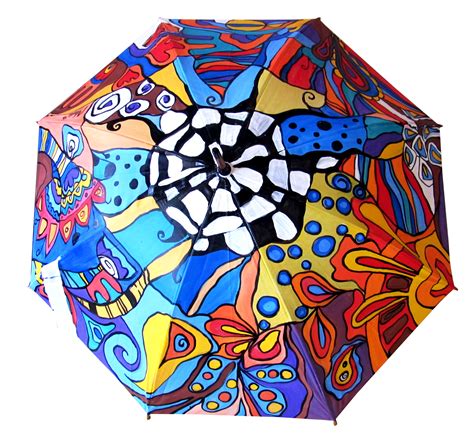 Hand Painted Colorfull Umbrella With Abstract Illustration Abstract Textile Fabric For Sale By