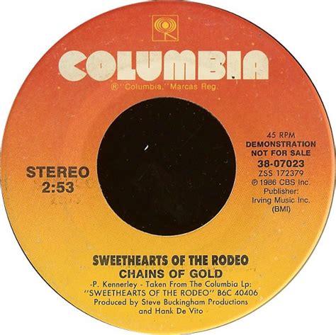 Sweethearts Of The Rodeo Chains Of Gold 1986 Vinyl Discogs