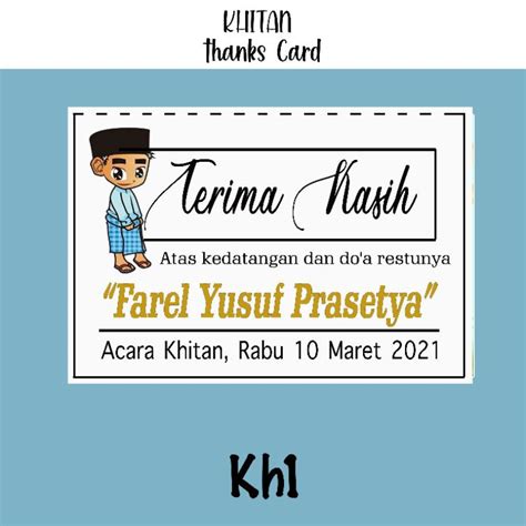 Jual THANKS KHITAN CARD KARTU TERIMAKASIH ACARA KHITAN Shopee Indonesia