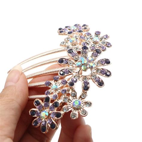 Crystal Flower Hairpin Metal Hair Clips Comb Pin Shopee Philippines