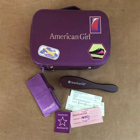 Travel Luggage Set 2005 American Girl Doll Sized Purple Case Passport
