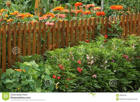 Vegetable Garden With Flowers Border Stock Photo Image
