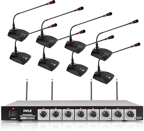 Pyle 8 Channel Wireless Microphone System Portable Vhf Cordless Audio