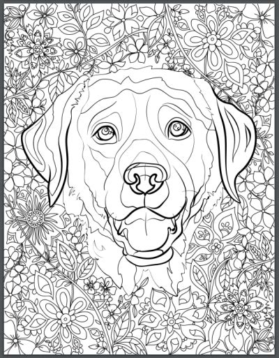 Printable dog coloring pages for adults. De-stress With Dogs: Downloadable 10 Page Coloring Book ...