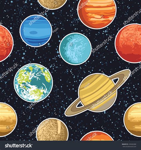 Seamless Pattern Wth Solar System Planets Stock Vector