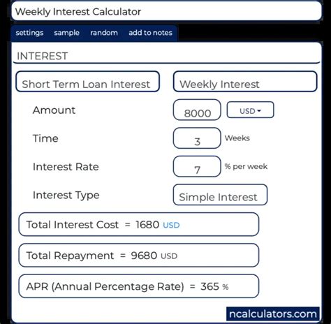 Weekly Simple Or Compound Interest Calculator