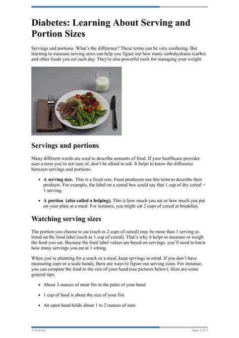 Text Diabetes Learning About Serving And Portion Sizes Healthclips