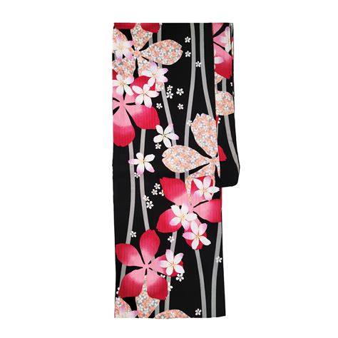 women s japanese traditional yukata kimono pink flowers in black modern sakura
