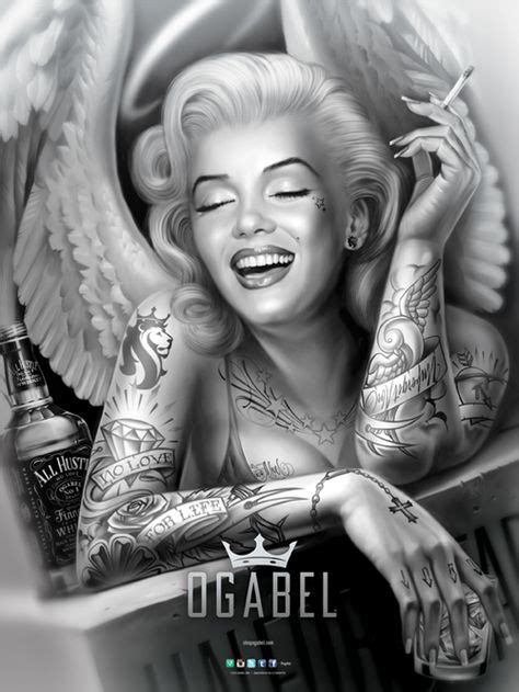 Angelyn 18x24 Poster Tatuaje De Marilyn Pintura De Arte Corporal Y