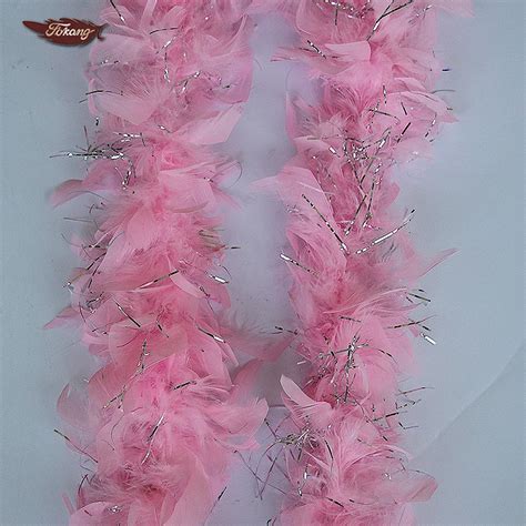 Wholesale High Quality 33g 48inch Lovely Pink Feather Boas With Silver