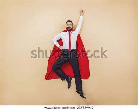 Manager Superman Pose Wearing Red Cloak Stock Photo 236389912