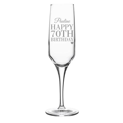 engraved 70th birthday glass flute personalised champagne etsy