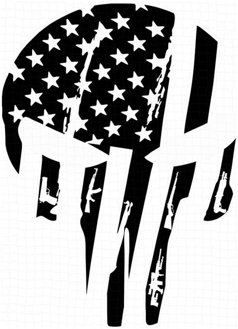 Punisher Skull Flag Svg American Flag Guns Supports Etsy