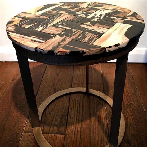 Petrified Wood Mosaic Side Table Limited Edition